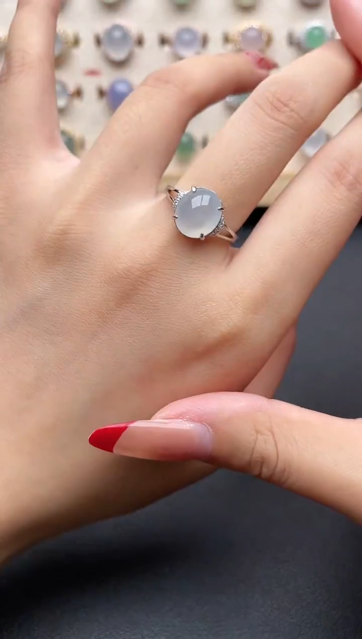 【闪购商品】翡翠戒指银S925镶嵌一物一证一礼盒