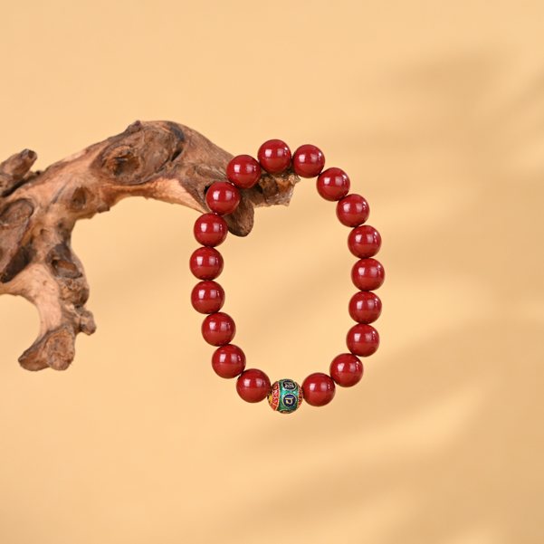 含辰砂工艺品朱砂1.0cm六字真言单圈手串/串-FZ11790TZYB