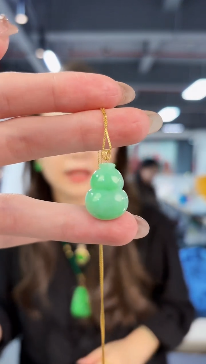 【闪购商品】翡翠吊坠(不含链)18K金镶嵌缅料A货/支持复检/一件