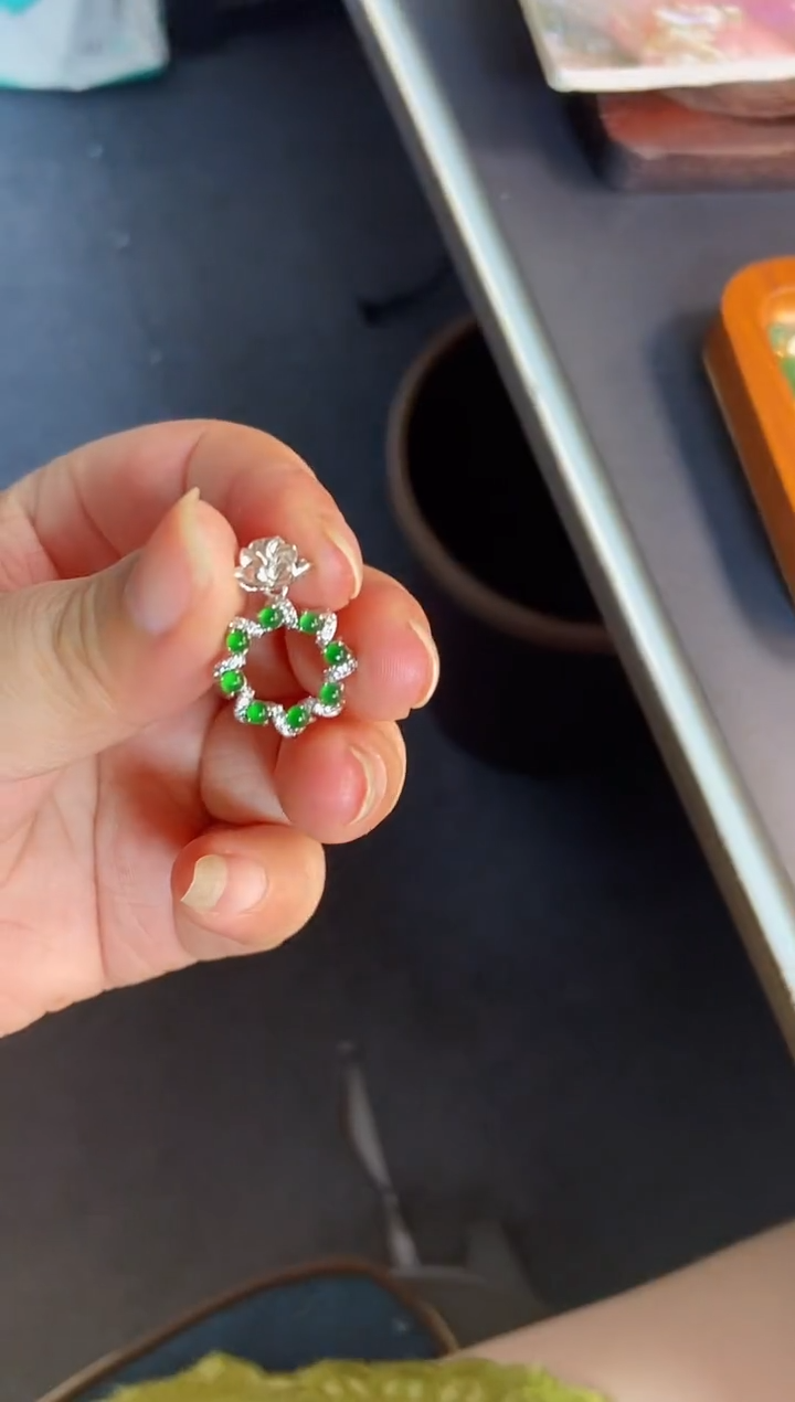 吊坠(不含链)银S925镶嵌翡翠1
