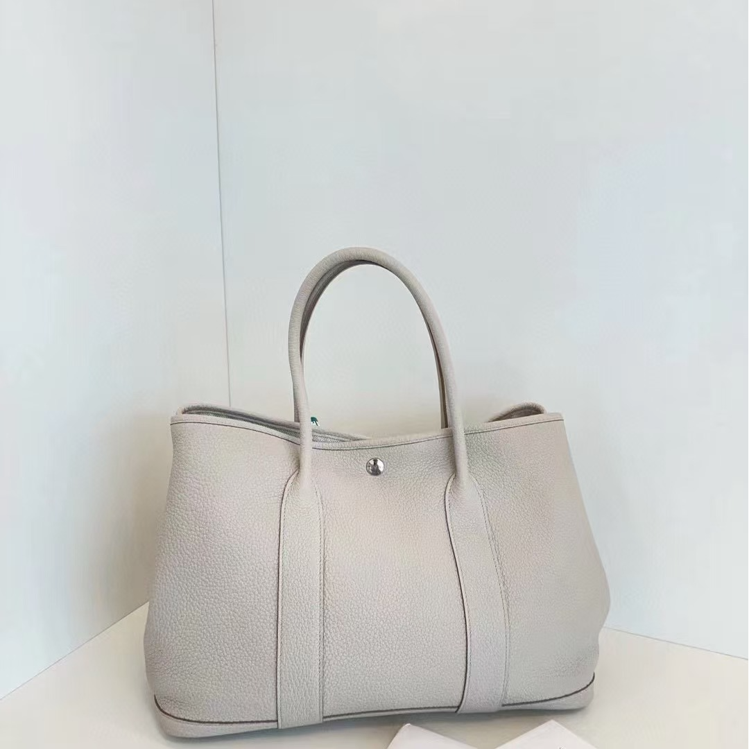 95新 Hermes/爱马仕 GGSgarden party36冰川白银扣17638902