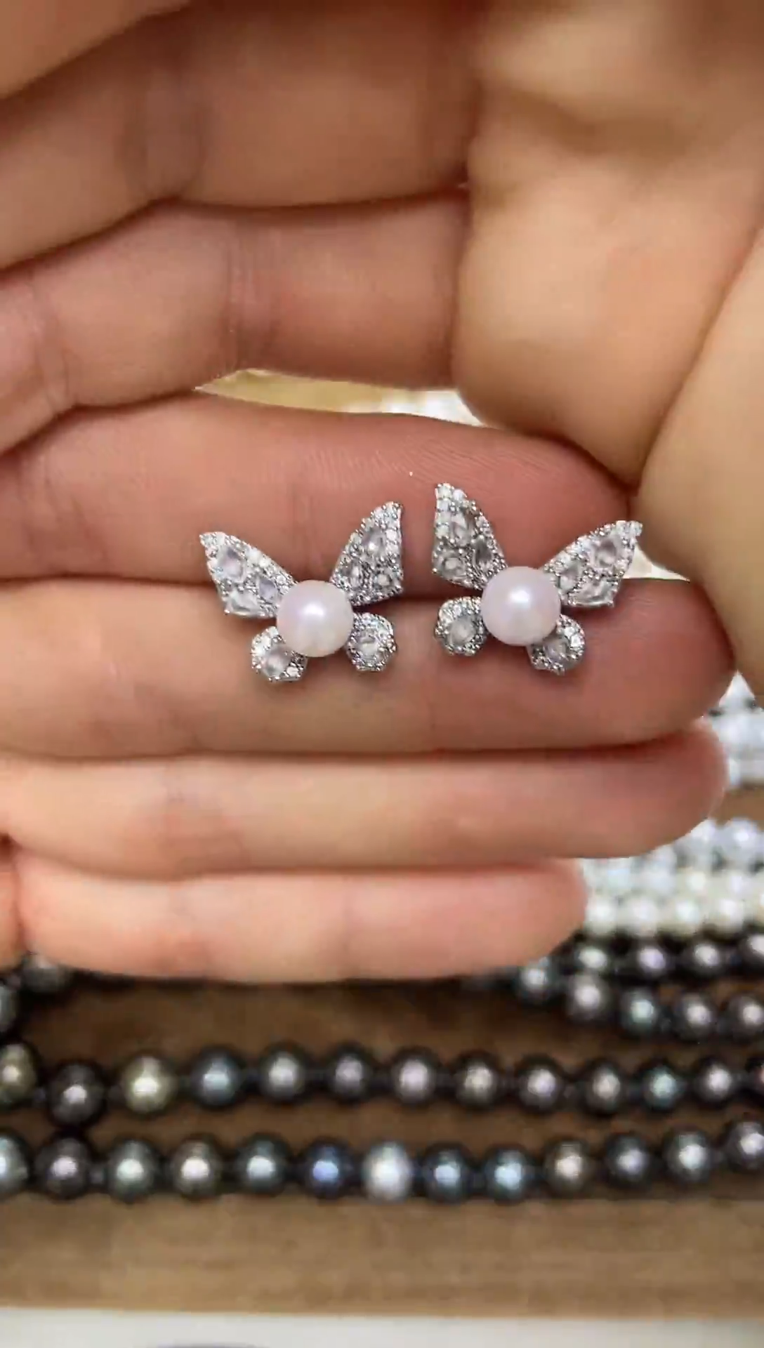 未镶嵌耳饰海水珍珠6-7