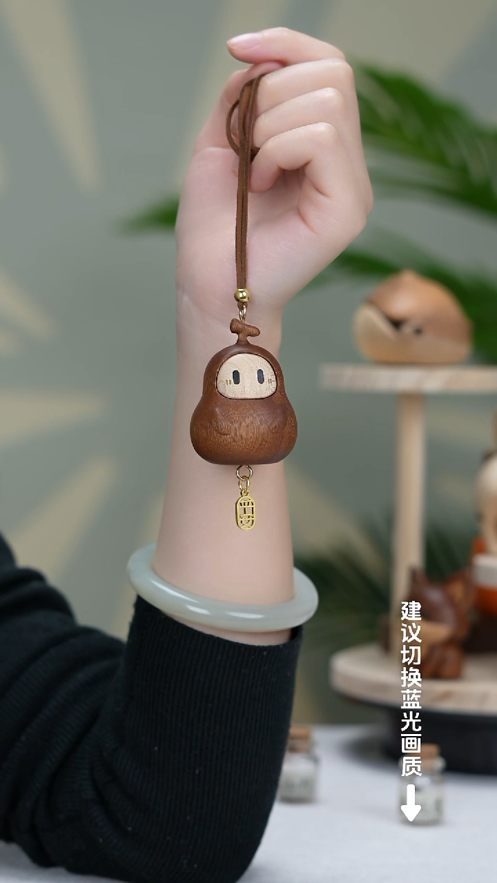 （新品首发）木质拼接福禄娃娃车挂件