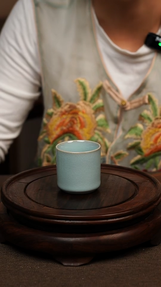 瓷片天青色扳指杯60ml微瑕不带礼盒