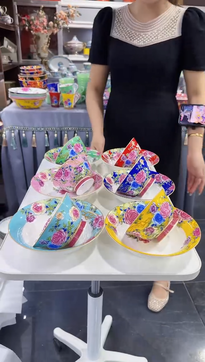 珐琅  6碗+6盘景德镇 