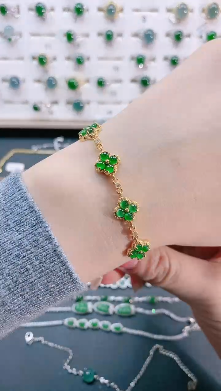 【闪购商品】翡翠手链银S925镶嵌天然翡翠