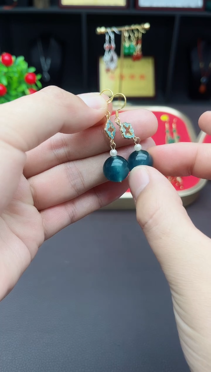 【闪购商品】玛瑙/玉髓耳钉银S925镶嵌224000