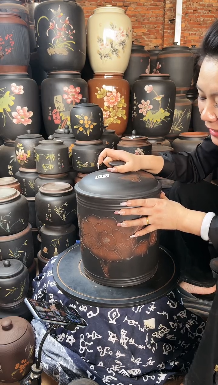 【闪购商品】壶瑕疵 饼缸 017  高34cm 牡丹花