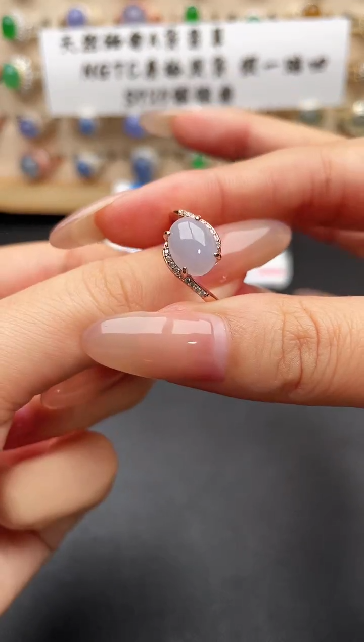 银S925镶嵌戒指翡翠一物一证一礼盒