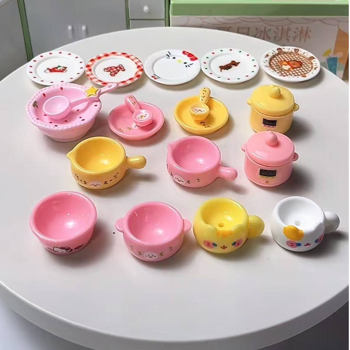 【新款盘子】过家家树脂家居摆件盘子组合桌面摆件