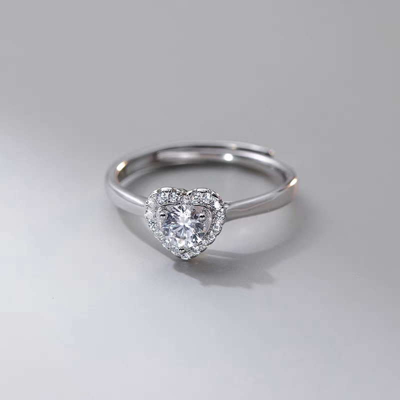  MG 轻奢 小众设计爱心素圈戒高级感镂空时尚