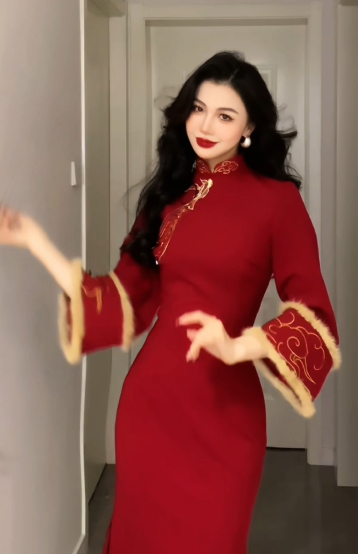 【尔尔古典美学】复古新中式旗袍【年年有余(红)】秋冬limponline旗袍