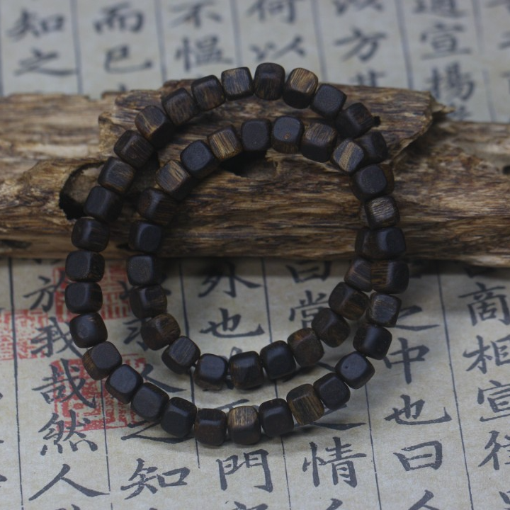 沉香【剑心沉香】6mm方糖珠双圈沉香手串 多样性发货1