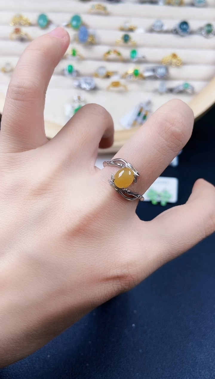 【闪购商品】翡翠银S925镶嵌戒指646464
