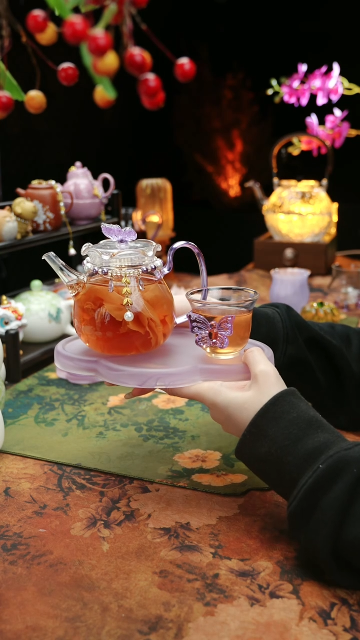 【闪购商品】紫色壶承+茶壶+链子+杯子