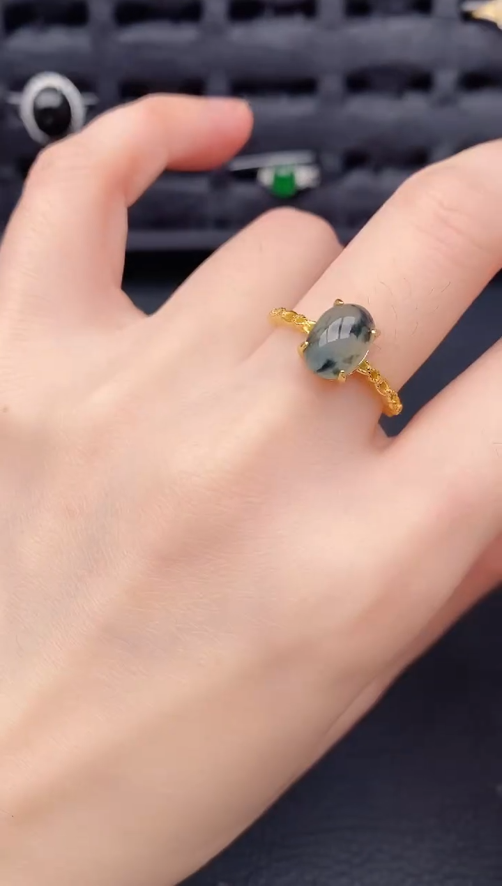 银S925镶嵌戒指翡翠天然a货翡翠199