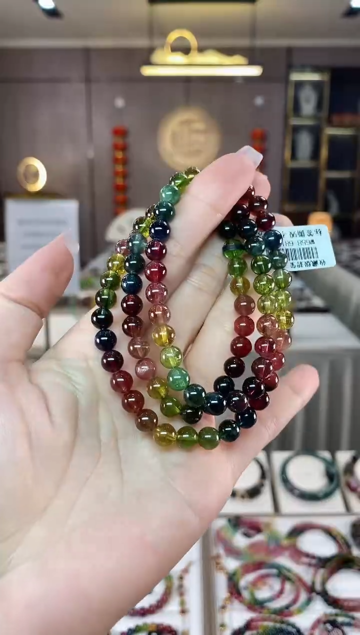 【闪购商品】碧玺三圈手串6.5mm+未镶嵌多样性发一条）hon