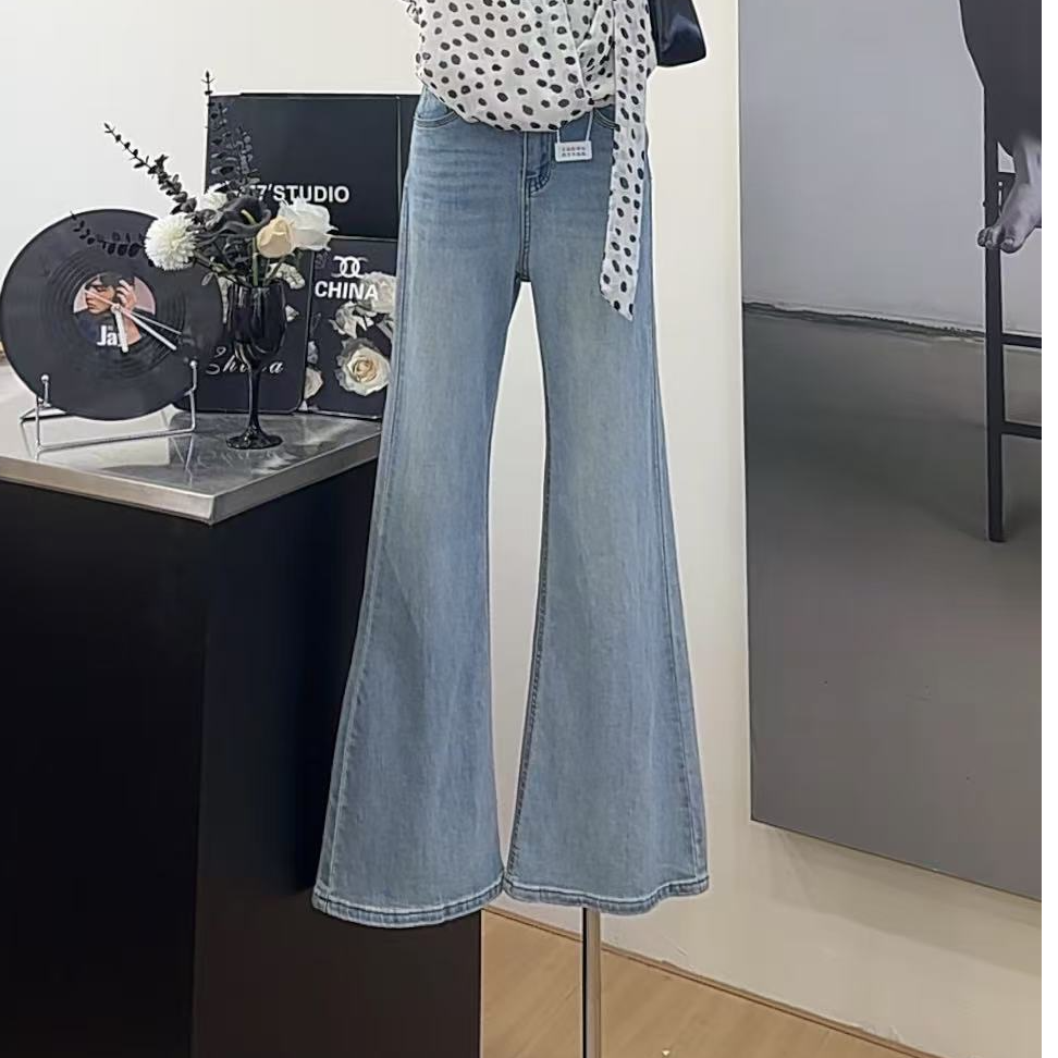 【云镜蓝爵】韩版高腰弹力修身显瘦牛仔裤-7608