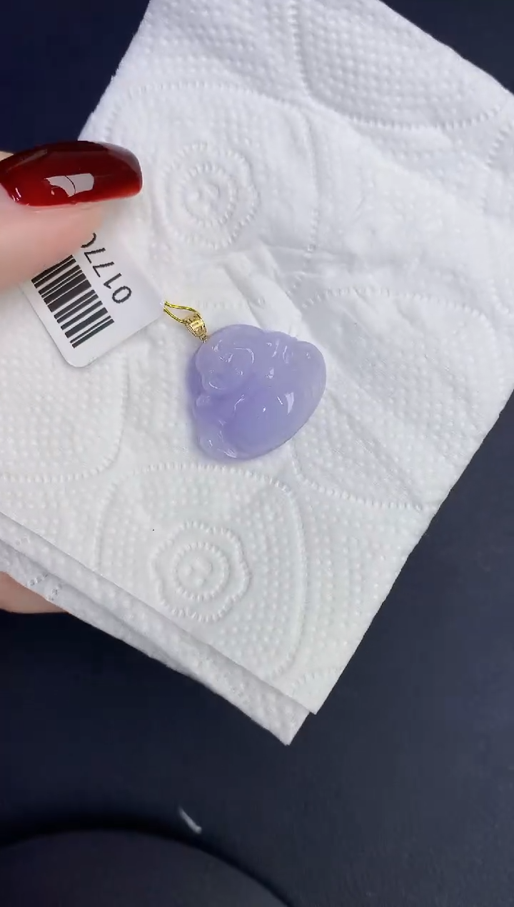 颈饰18K金镶嵌翡翠缅甸天然翡翠a货