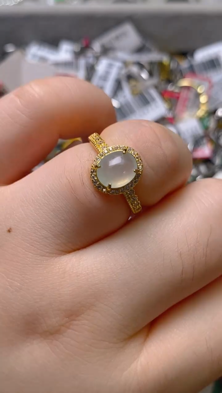 银S925镶嵌戒指翡翠百内无证书