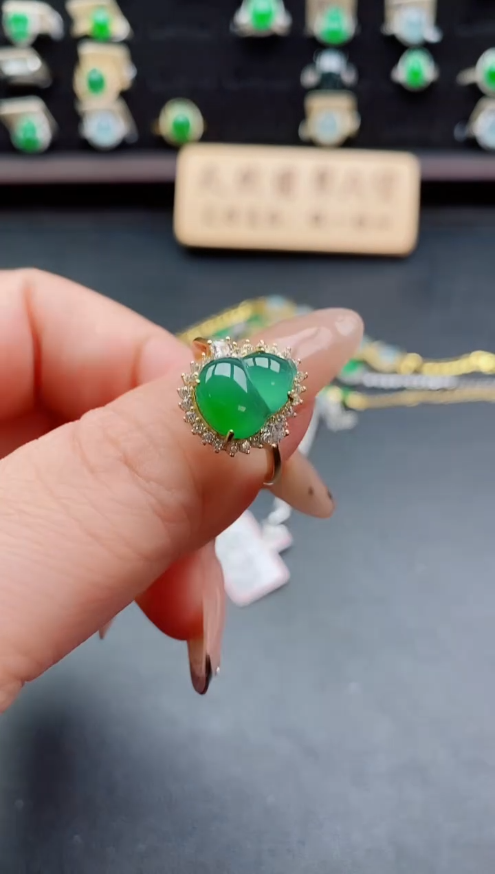 银S925镶嵌戒指翡翠1