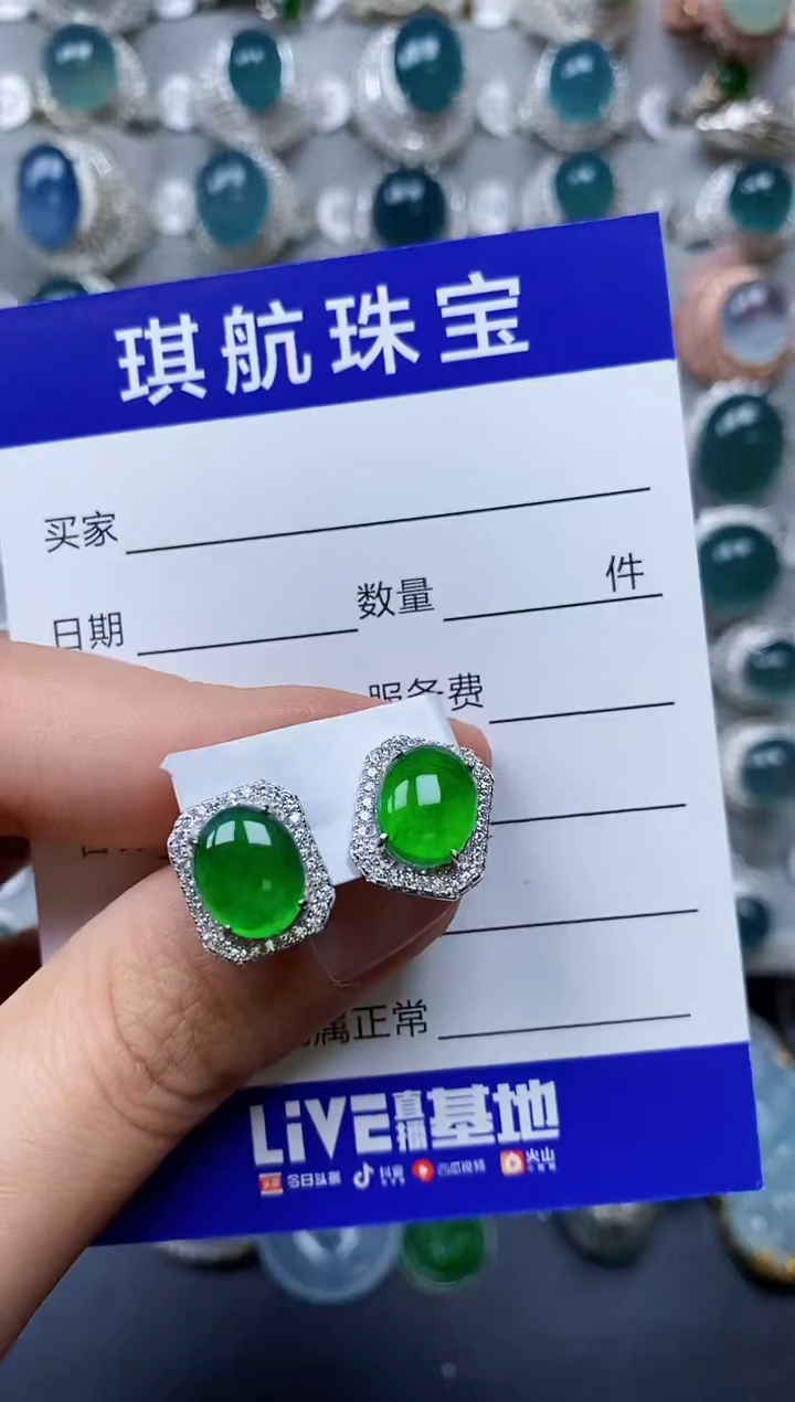 【闪购商品】翡翠耳饰银S925镶嵌0198