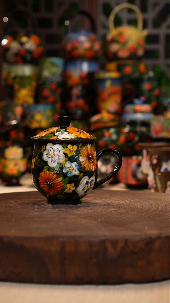 紫砂油画手绘釉下彩