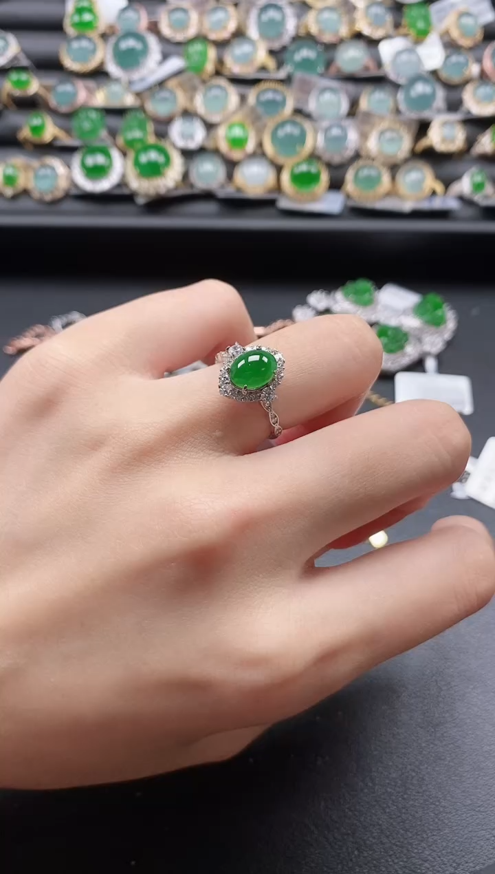 【闪购商品】翡翠戒指银S925镶嵌51151