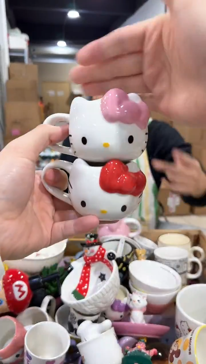 瓷片kkkt 一口杯 红色加粉色