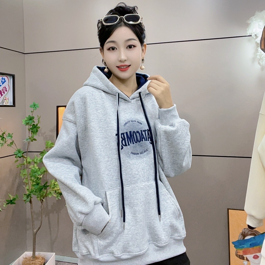 【CATA常规】婴儿绒加绒加厚宽松上衣慵懒风秋冬新款卫衣遮屁股外套