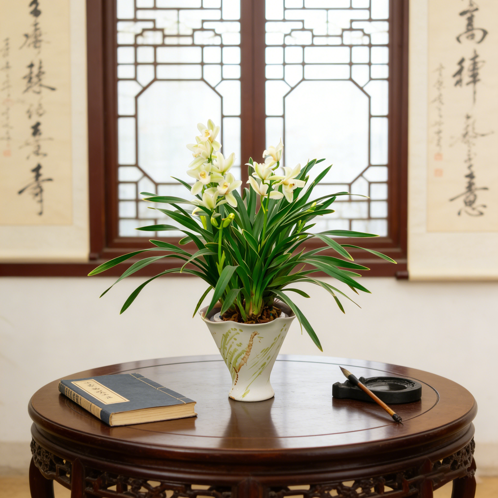 水榭花乡白玉香兰水培绿植桌面家居好养护简约四季常青