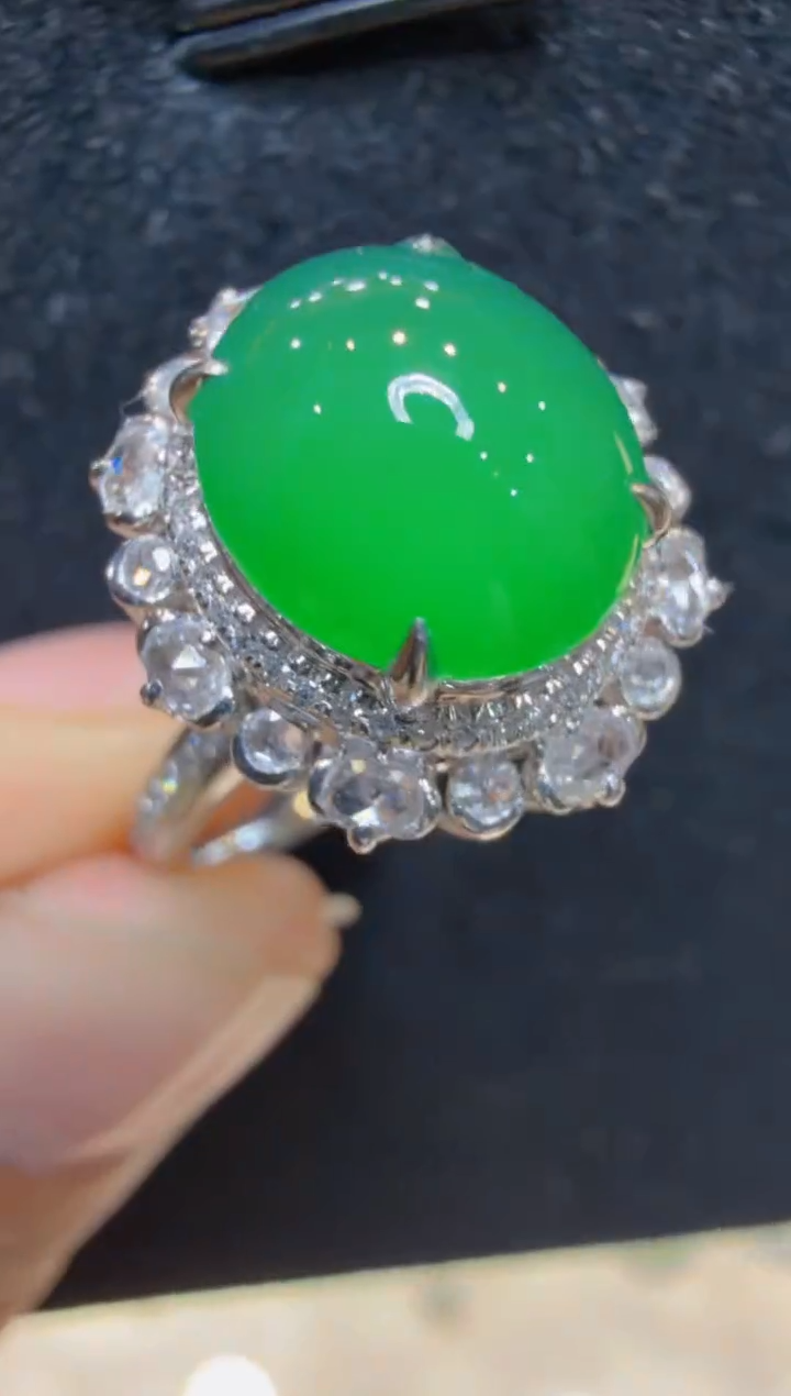 18K金镶嵌戒指翡翠多样性团购发一件