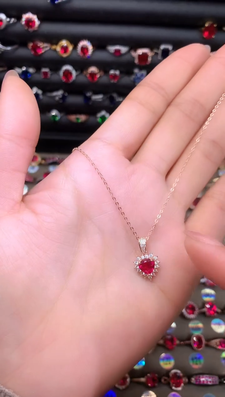 【闪购商品】红宝石吊坠(赠链)银S925镶嵌1
