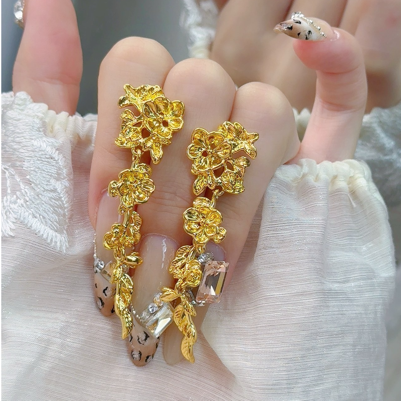 5065 足金繁花耳饰 夸张个性款 婚嫁款 高级感 送女友 