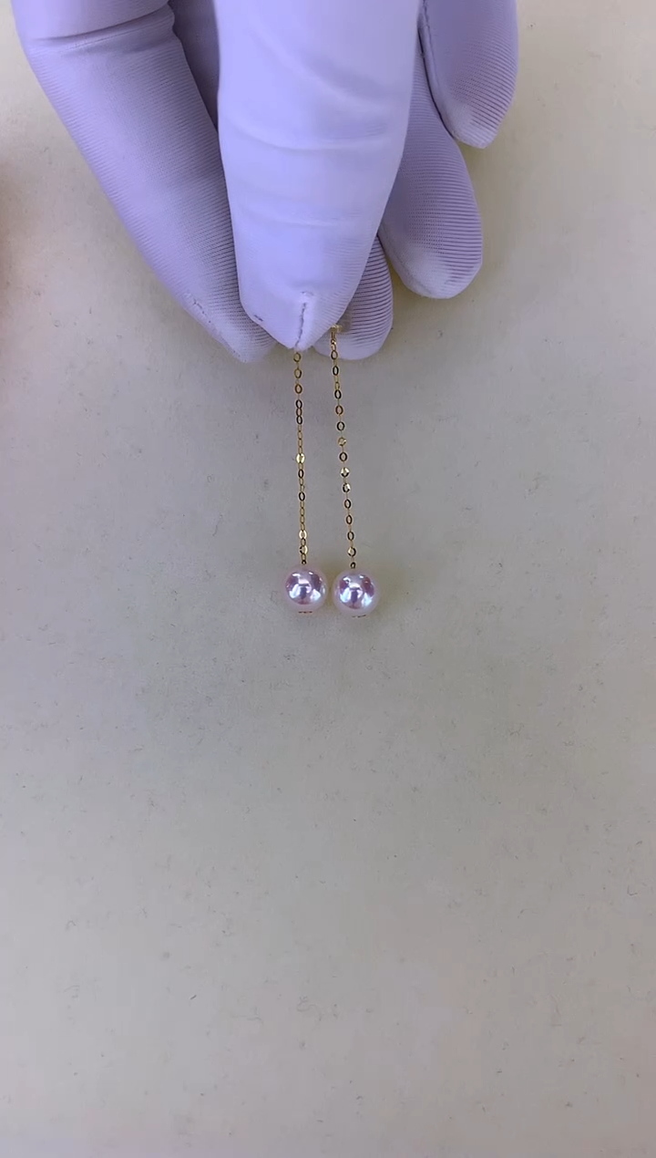 18K金镶嵌DA海水珍珠 GD040 6-7 耳线定制