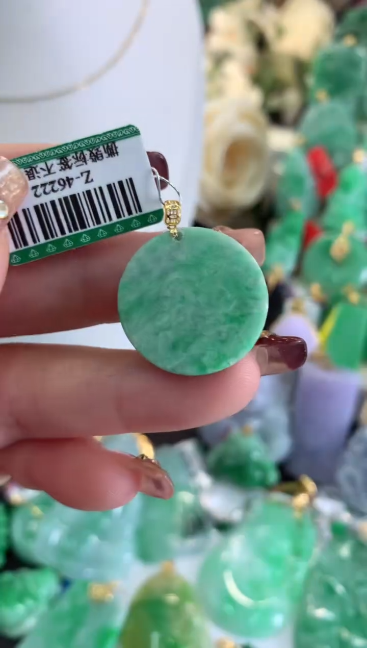 【闪购商品】翡翠吊坠(不含链)18K金镶嵌挂件