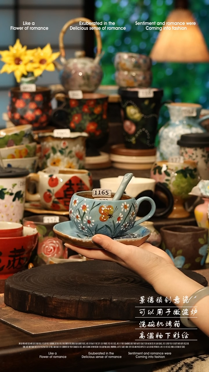 陶瓷景德镇高温釉下彩手工手绘款式@A1165@