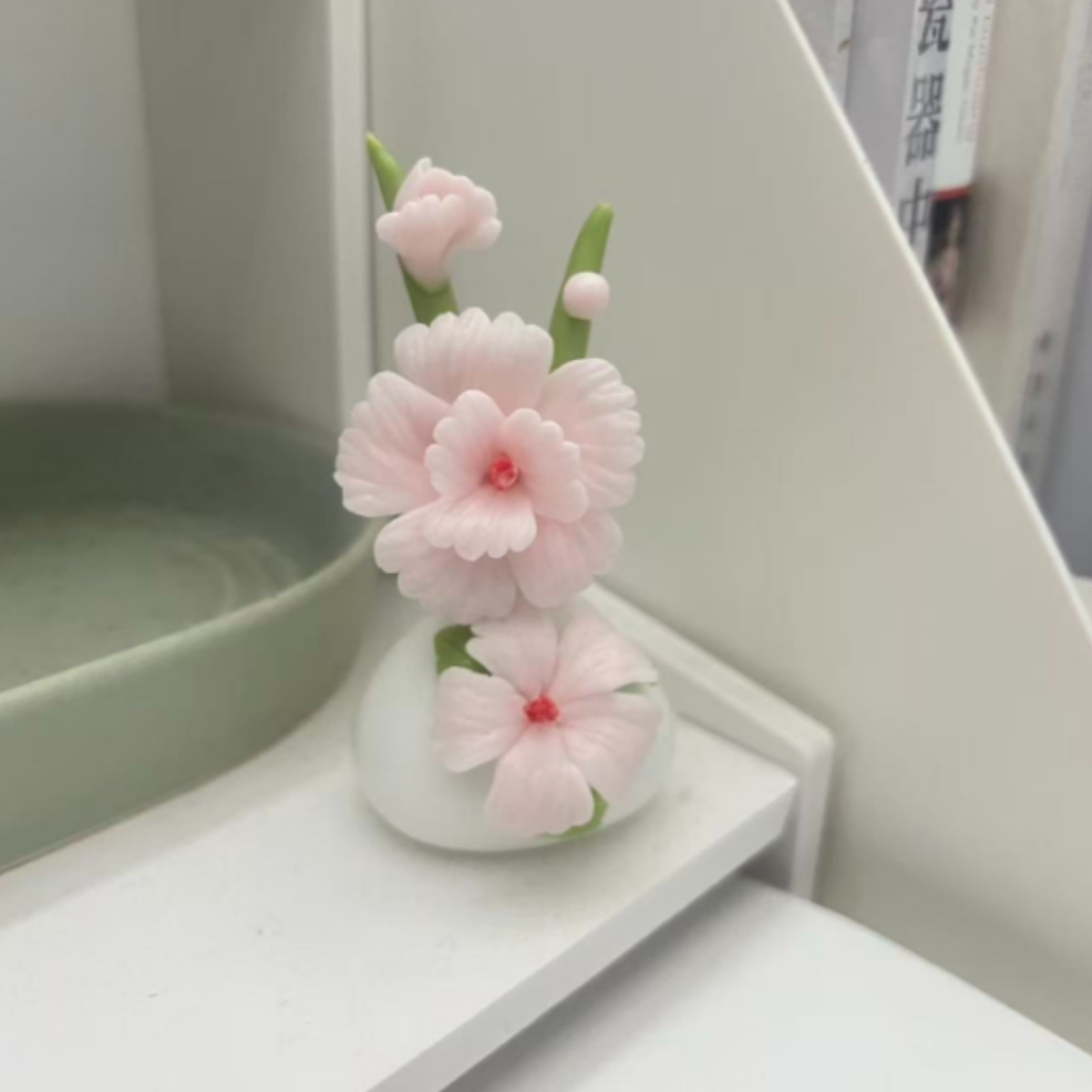 陶瓷手工捏花桌面摆件PJDD20