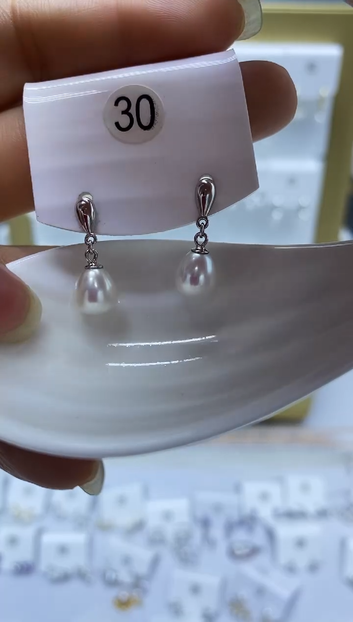 银S925镶嵌耳饰淡水珍珠30