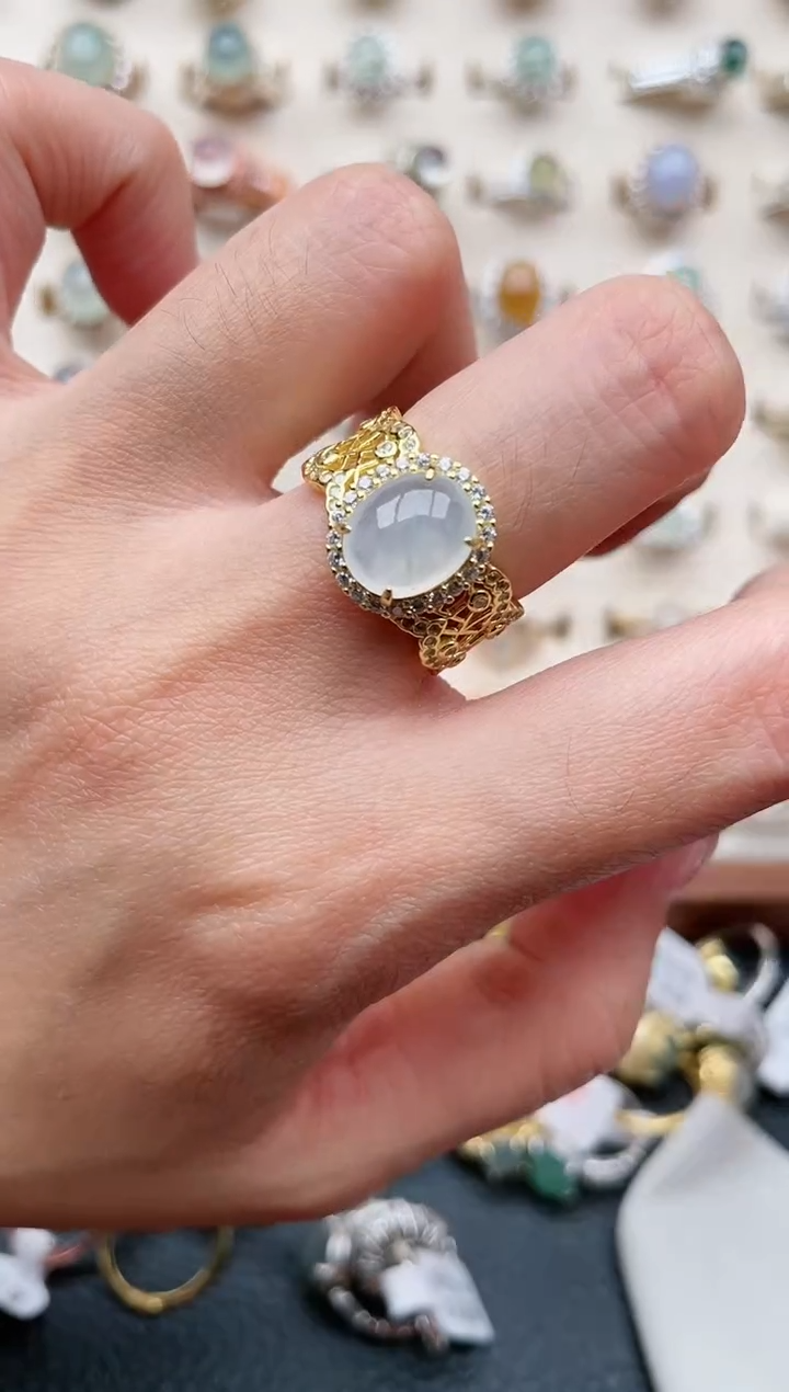 【闪购商品】翡翠戒指银S925镶嵌1111