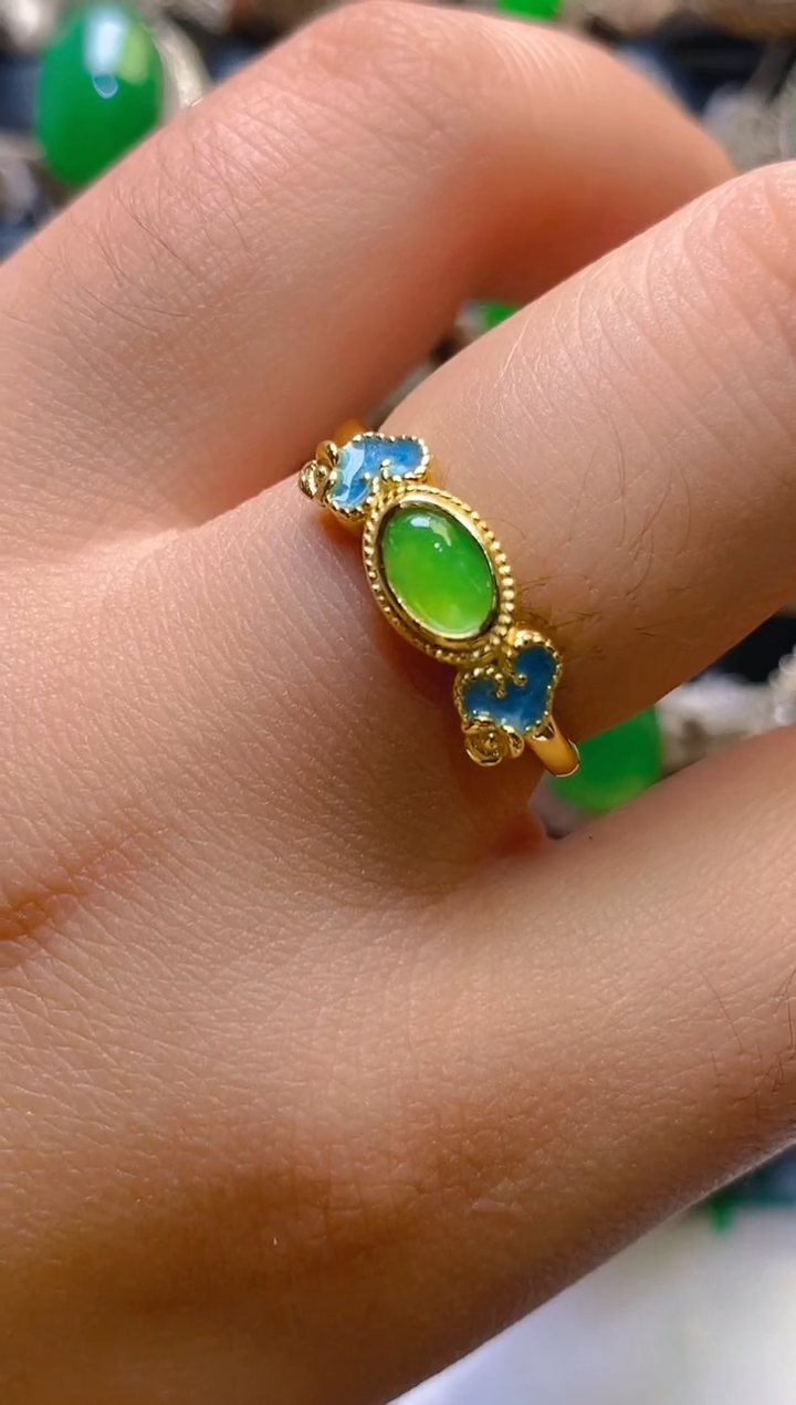 【闪购商品】翡翠银S925镶嵌耳饰天然A货翡翠1