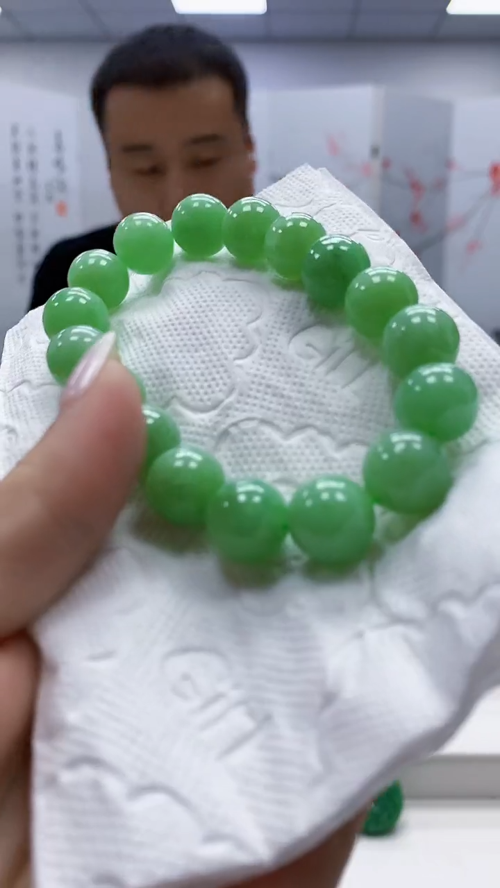 定制翡翠未镶嵌4898ms-毛货128手串