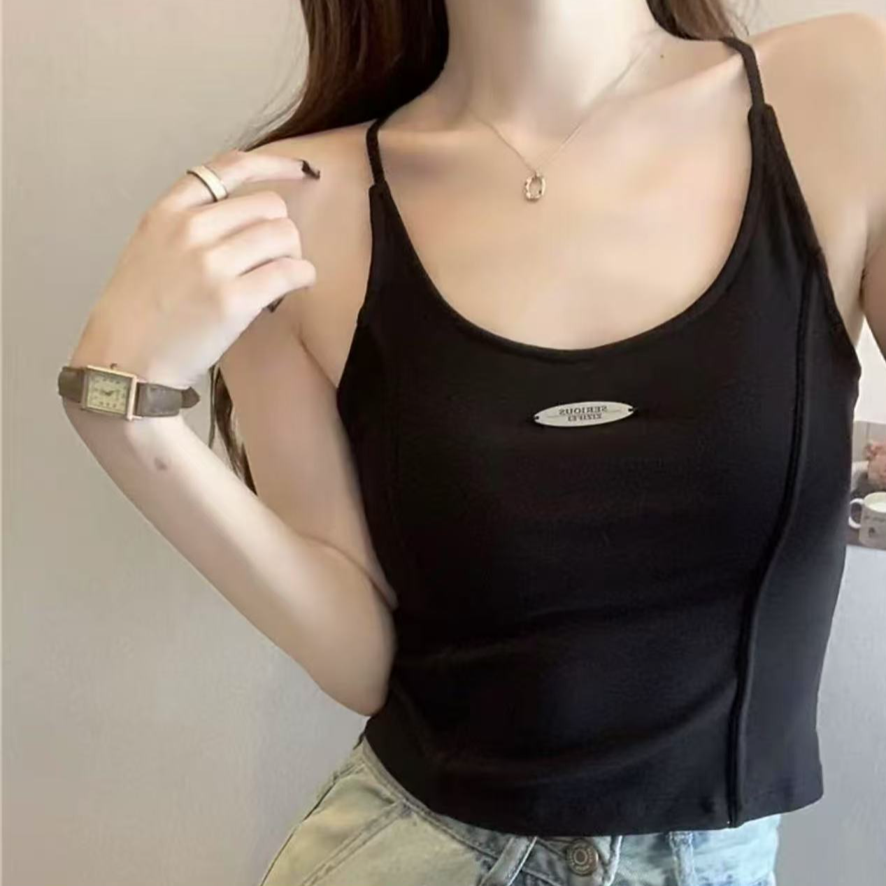 【琳琳原创】905#小众修身内搭外穿背心带胸垫美背