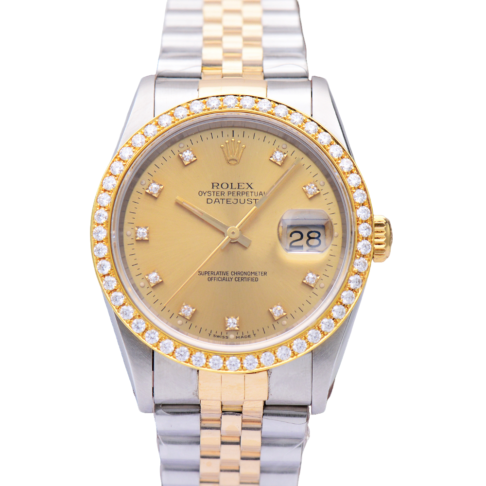 99新 Rolex/劳力士 日志型16233间黄金36MM自动机械男表