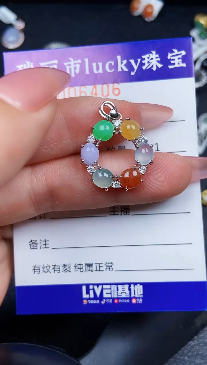 翡翠银S925镶嵌颈饰6406