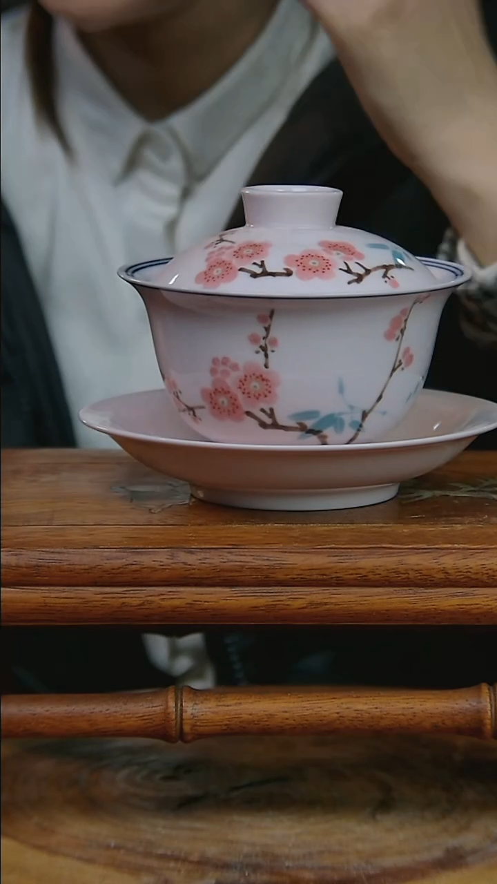 摆件陶稀土翠竹红梅三才