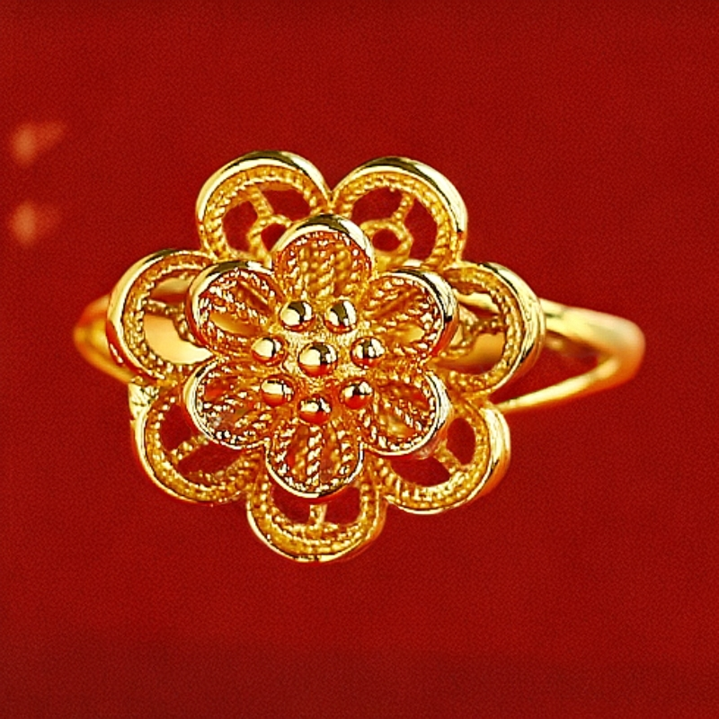 【丽姐】国潮风时尚轻奢大气百搭款合金牡丹花立体花朵戒指（ZL7048）