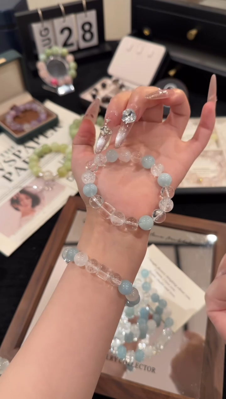 未镶嵌手链水晶海蓝宝多宝x2395