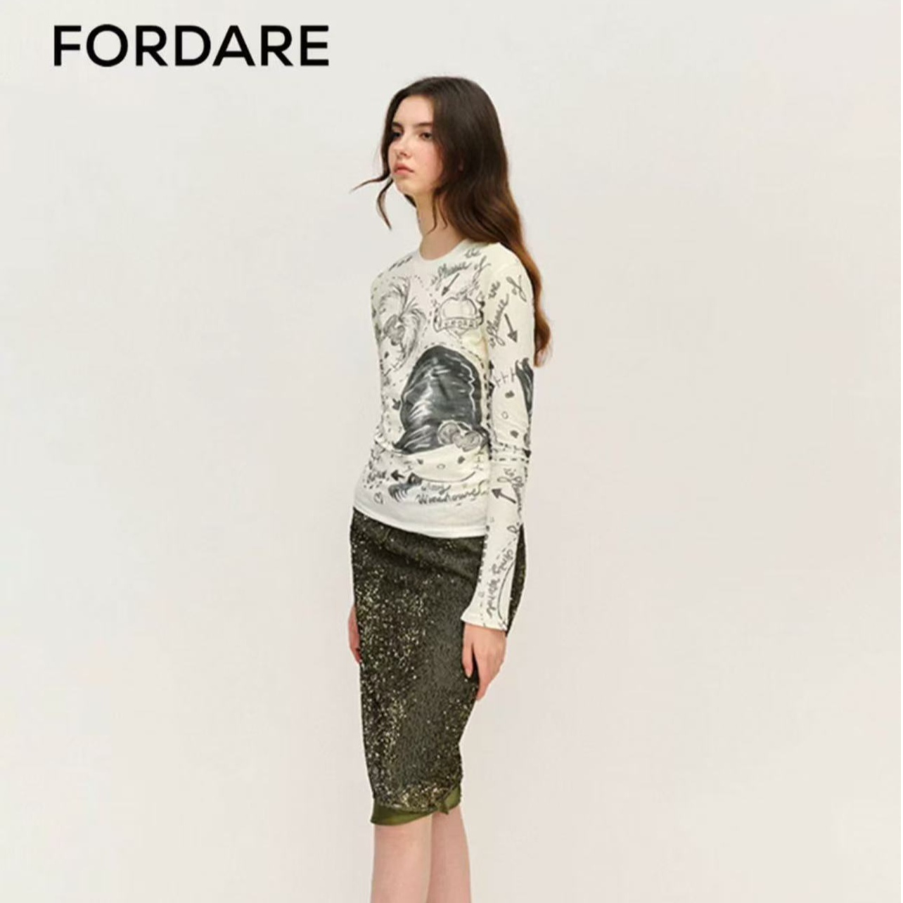 FORDARE 味手绘恶搞KITTY打底衫 2510T11303