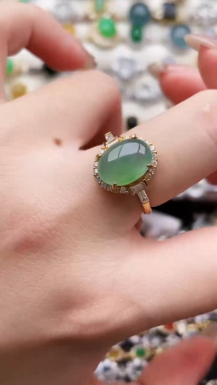 银S925镶嵌戒指翡翠107